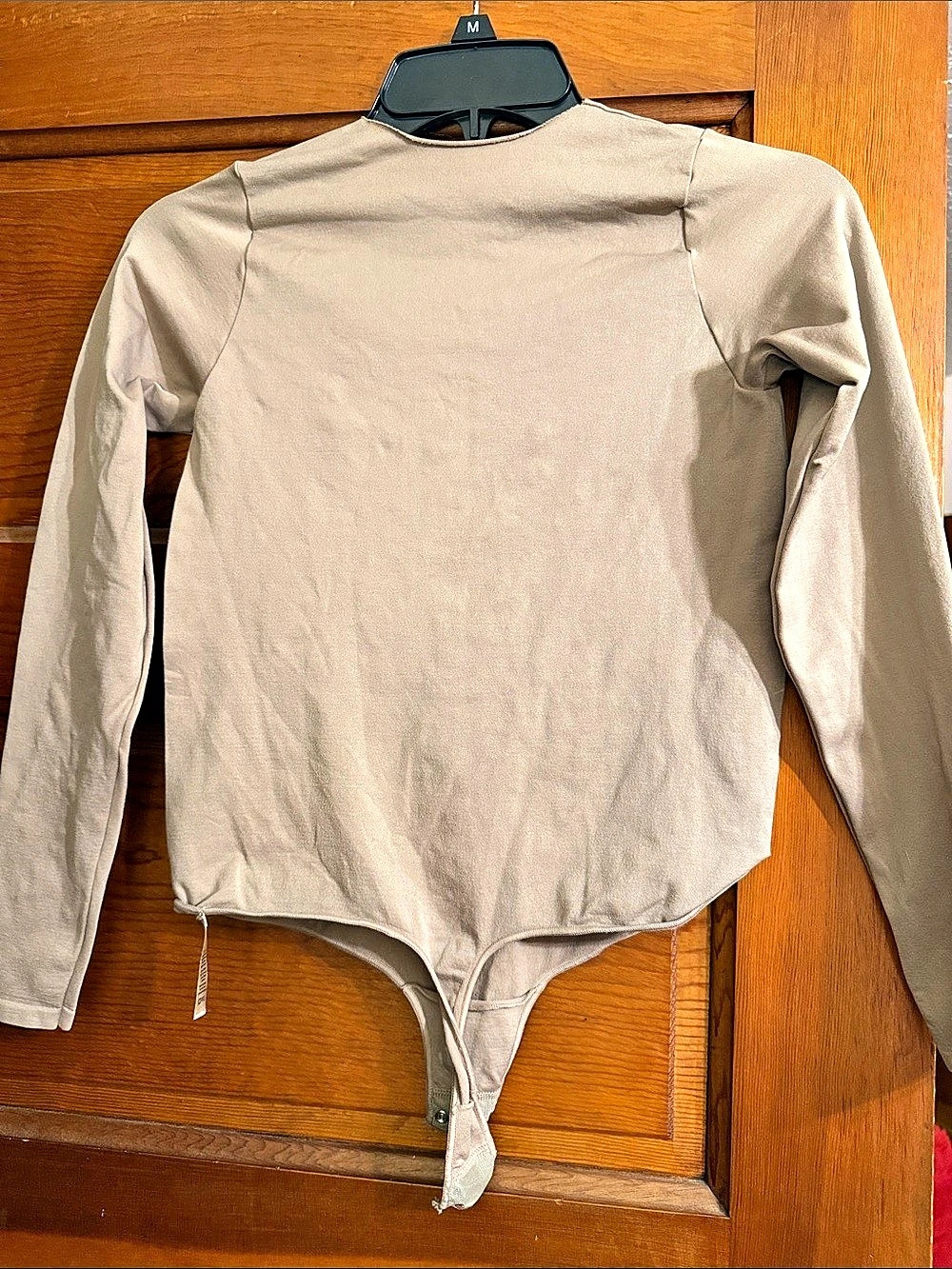 Skims Essential Long Sleeve Scoop Neck Bodysuit Brown Large/XL